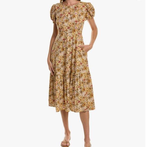 Madewell Dresses & Skirts - Madewell Libby Short Sleeve Crew Neck Open Back Midi Dress - reversible